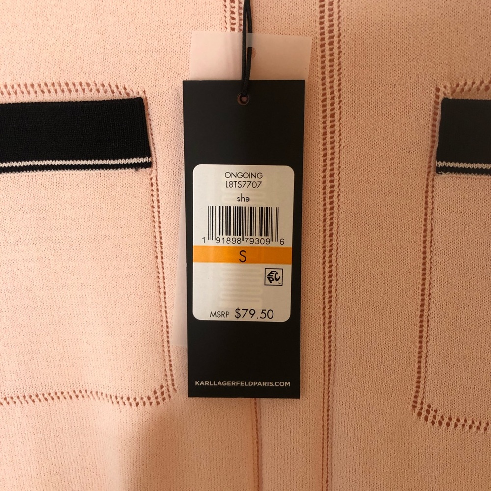 Karl lagerfeld pink black shirt sleeve top NWT - Picture 4 of 4